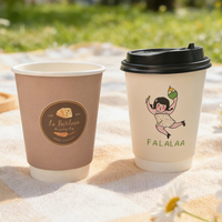 Gobelets à café jetables en papier kraft à double paroi, imprimés avec logo personnalisé, colorés, en gros, pour boissons chaudes