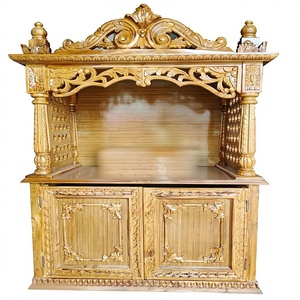 Exquisite Carved Divine Temple for Home Traditional Handcrafted Pooja <b>Mandir</b> for Home Teak Wood Home Temple With Sliding Tray - Product Image 4