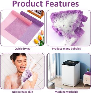 Custom logo Vacuum Package Skin Nylon Exfoliating Back Long Scrubber Mesh <b>Shower</b> Scrubbing Nylon Bathing African Net <b>Sponge</b> - Product Image 3