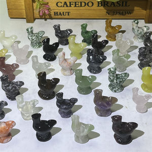 Grosir Mini kualitas tinggi alami hitam Obsidian kuarsa mawar Amethyst 2.5cm campuran kristal ukiran hewan ayam untuk hadiah - Product Image 2