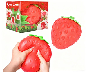 Hot Selling Strawberry <b>Squishy</b> Toy TPR Soft Sticky Fruit Stress Relief Gift Ice Cube Drop Shape Stress Relief for Adults - Product Image 1