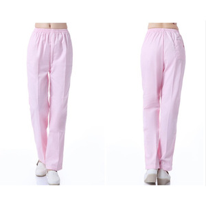 Pantalon d'infirmière d'hôpital, taille élastique, mélange coton-polyester, blanc, bleu clair, rose, longueur courte, bas de tenue de travail - Product Image 2