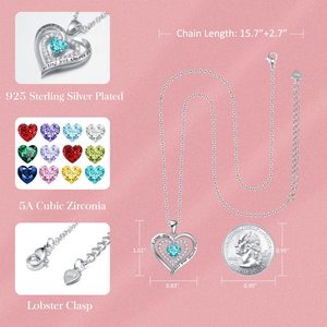 สร้อยคอเงินแท้ 925 รูปหัวใจประดับพลอยโทแพซเดือนธันวาคม ประดับเพชร CZ สีขาว ดีไซน์โรแมนติก ของขวัญวันเกิดสุดหรูสำหรับผู้หญิง - Product Image 3