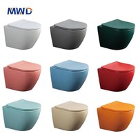 WC suspendu mural européen MWD, cuvette de toilette Tornado, en céramique mate colorée, pour salle de bain