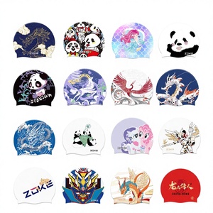 Gorro de Natación Profesional de Silicona Impermeable para Adultos y Niños, Alta Elasticidad, Protección para los Oídos, Diseño de Dibujos Animados, No Aprieta - Product Image 1