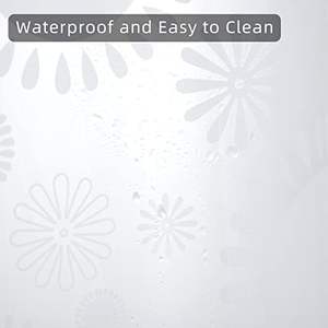 Huangang ม่านอาบน้ำ PEVA ขนาด70X72นิ้วขอบกันแดดแนวตั้งกันน้ำตกแต่งห้องน้ำไวนิลชั้นวางของในห้องน้ำ - Product Image 4