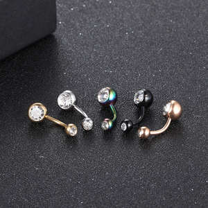 316L thép phẫu thuật rốn bụng xuyên đôi Jewel bụng nút Vòng cơ bản bụng Stud Bông tai cơ thể xuyên đồ trang sức - Product Image 4