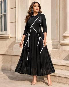Abito plissettato bianco taglie forti <span class=keywords><strong>da</strong></span> donna con fiore 3D e nastro incrociato rosa shocking, abito <span class=keywords><strong>midi</strong></span> formale <span class=keywords><strong>da</strong></span> festa - Product Image 2