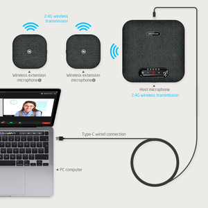 USB Hub all in one dengan mikrofon meja tim sistem Dinding speaker konferensi nirkabel - Product Image 2