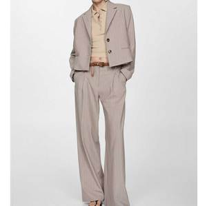 लैपल कॉलर महिला कार्यालय सूट ठोस बुना हुआ एकल बटन नियमित लंबाई ब्लेज़र कंधे की लंबी आस्तीन के सूट ब्लेज़र - Product Image 4