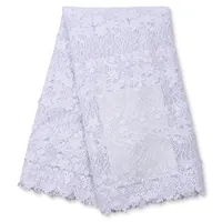 New Tissue Net Lace Stoff Weiße Farbe French Sequence Tüll Spitze MIlk Silk Lace Material zum Nähen 4275B