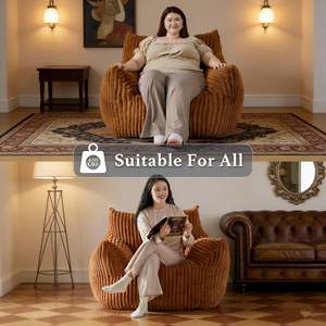 Fauteuil pouf en <span class=keywords><strong>peluche</strong></span> avec accoudoirs pour adultes, canapé de sol moelleux et confortable, fauteuil d'appoint individuel pour salon, chambre et dortoir - Product Image 4