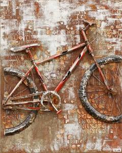 Dipinto 3D in Acrilico su Metallo di Bicicletta in Stile Rustico - Product Image 3