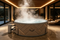 Bain à remous gonflable rond pour 4 à 6 personnes, pour usage extérieur, bain à bulles, spa, piscine gonflable chauffée ronde pour extérieur