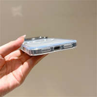 Coque de téléphone magnétique transparente simple avec anneau pour iPhone 18 17 Pro Max 16 15 14 13, cadre d'appareil photo électroplaqué, protection en TPU