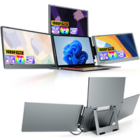 Moniteur pliable 15,6 pouces IPS 1920*1080P, extension d'écran pour ordinateur portable, jeux/stockage de devises/usage professionnel, installation facile, rotation à 360° °   Rotation