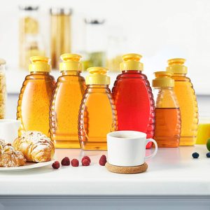 R 2023 New 100ml 150ml 200ml 500ml Food Grade PET Plastic Honey Syrup Bottles Plastic Squeeze Sauce Bottle With Flip Top Cap