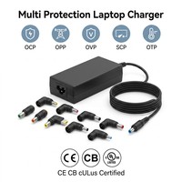 Adaptateur secteur GaN 90W universel pour ordinateur portable avec 8 embouts interchangeables, cordon d'alimentation CA C6 prise UE pour ordinateur portable PC, logo personnalisé disponible