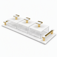 Ensemble de bols à trempette en Lucite pour la décoration de table de fêtes, boîtes carrées en acrylique, plateau en acrylique blanc avec poignées, ensemble de coupelles à miel en acrylique