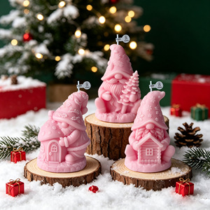 Art Handmade Gnome Figurine Scented Candle 3D <b>Molded</b> Dwarf <b>Wax</b> Candle For Christmas Party Table Decor - Product Image 2
