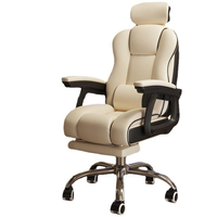 Chaise de bureau de course blanche de luxe chaise pivotante inclinable patron confortable chaise de bureau ergonomique en cuir de direction