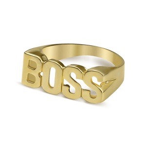 Boss <b>Ring</b> Gold Plated Letter Design Fashion Jewelry Gift for Men Women Hip Hop Punk Style - Product Image 3
