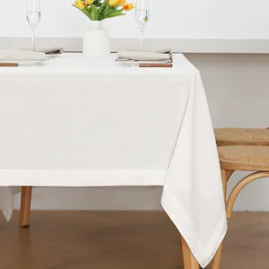 Momi dobby-Mantel de lino lavado personalizado, jacquard, cocina, Rectangular, redondo, mesa de banquete