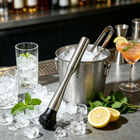 Outils de bar professionnels, mélangeur de boissons DIY, pilon à cocktail en acier inoxydable avec long manche pour bar à domicile, accessoires de barman