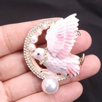 Broche fantaisie pour femme en forme d'oiseau, épinglette bijou pour fête et mariage