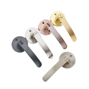 Gagang Pintu Persegi Hitam Doff Grosir, Kunci Gagang Pintu Aluminium Alloy Tugas Berat, Anti Bising, Kunci Privasi untuk Pintu Interior - Product Image 1