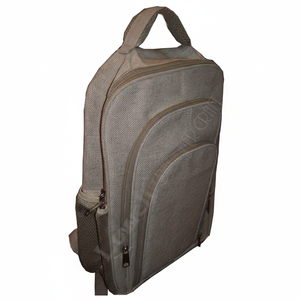 Ecológico Durable Logotipo personalizado Impreso Yute Bolsos Regalo Compras Mochila Bolsa Cierre de cremallera Patrón geométrico Hecho India - Product Image 1