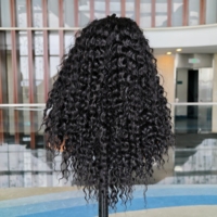 Demi-perruque afro bouclée crépue en gros, perruque synthétique à cordon de serrage pour femmes noires, sans colle, 3-en-1, mélange de cheveux synthétiques