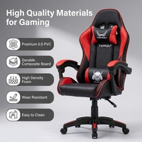 Chaise de jeu pliable et pivotante Aor avec fonction de massage lombaire intégrée et fonction de chauffage, poches de rangement latérales