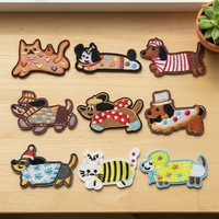 En gros, ensemble de patchs brodés et appliques thermocollantes personnalisées, motifs animaux de dessin animé (chien, chat, teckel), pour vêtements, sacs, chapeaux, DIY