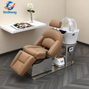 Cadeira de Lavagem de Cabelo Moderna Estilo Spa Japonês com Elevação Elétrica e Cuba de Cerâmica para Salão, Cadeira-Cama para Massagem e Lavagem de Cabelo - Product Image 2