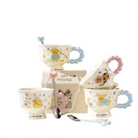 Mug tendance style Instagram avec motif petit ours, poignée et cuillère, en porcelaine résistante aux hautes températures, compatible micro-ondes, pour couples, anniversaire
