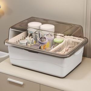 Baby Bottle <b>Storage</b> <b>Box</b> Large Square Type Transparent Dustproof Drainer PP <b>Material</b> 0-12 Months - Product Image 2