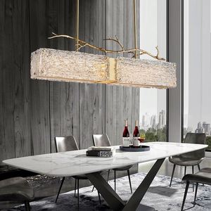 Lampadario Moderno di Lusso in Vetro Vintage, Lampada <span class=keywords><strong>a</strong></span> <span class=keywords><strong>Sospensione</strong></span> Rettangolare Decorativa <span class=keywords><strong>per</strong></span> Tavolo <span class=keywords><strong>da</strong></span> Pranzo, Interamente in Rame - Product Image 2