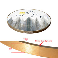 Grand Miroir Mural Rond Noir et Or pour Chambre et Salon, Cadre en Aluminium Profilé Métallique, Forme CNC 6000 T5