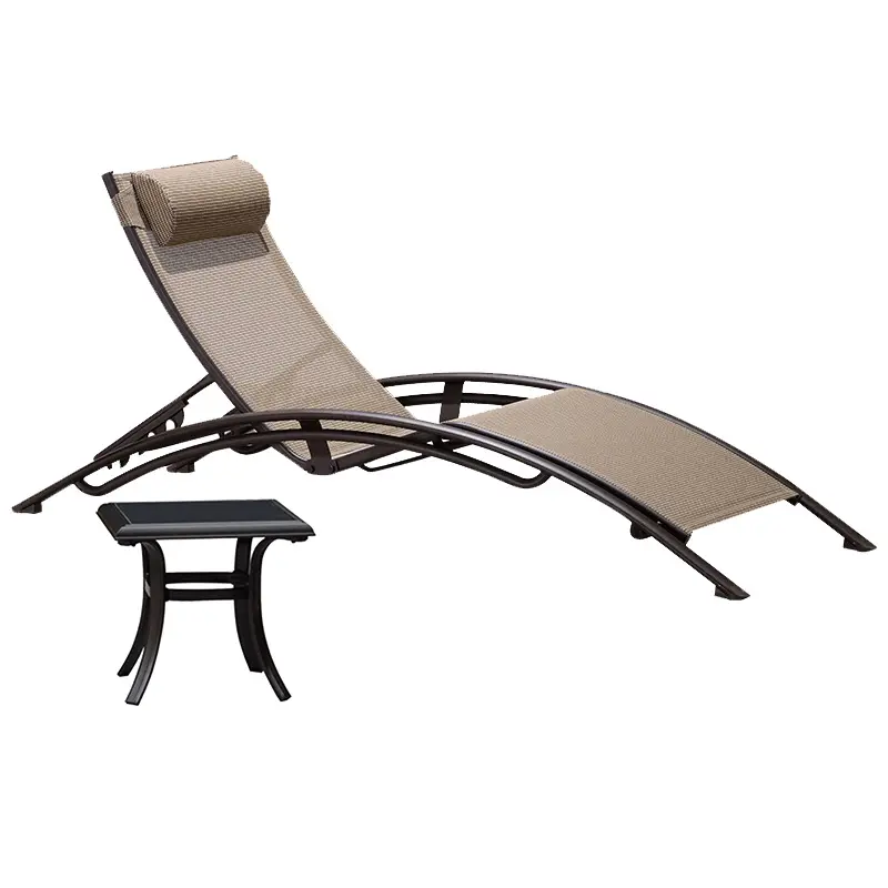 आधुनिक अवकाश आंगन एल्यूमीनियम सनबेड दोपहर को तोड़ने के आलसी लाउंज कुर्सी आउटडोर पूल निविड़ अंधकार सूरज-सबूत बिस्तर