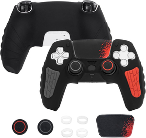 Custodia in silicone nera a tema scimmia mitologica per PS5, kit di protezione per controller di gioco P5, cappucci antiurto per stick con vibrazione, ricambio antiurto - Product Image 1