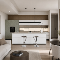 Îlot de cuisine et salle à manger intégrés de luxe moderne, mobilier sur mesure pour toute la maison, idéal pour la rénovation résidentielle et les projets immobiliers