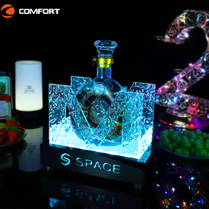 El mejor Bar barato Hotel Vino Cerveza Recargable Soporte personalizado Soporte Acrílico Led Iluminado Licor Estante Botella Glorifier Presentador - Product Image 3