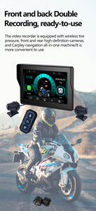 Caméra 5 pouces sans fil Carplay Android Auto moniteur étanche TPMS moto conduite Navigation - Product Image 5