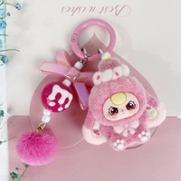 Portachiavi in plastica a forma di cartone animato, ciondolo per borsa da ragazza con fiocco, regalo per coppie