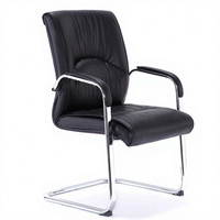 Chaise de bureau exécutive ergonomique contemporaine avec revêtement en cuir synthétique, hauteur réglable, fonction pivotante, base en acier inoxydable