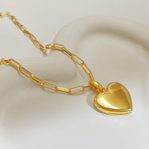 Collier Cœur Poli Romantique de Marques Célèbres pour Créateurs de Mode, Pendentif Cœur d'Amour Tendance - Product Image 3