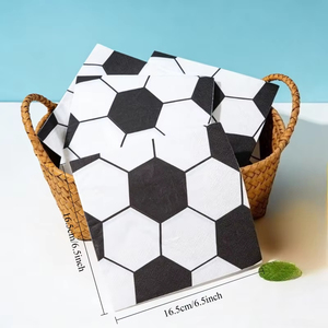 20 serviettes en papier/sac, thème football noir et blanc, <span class=keywords><strong>d</strong></span>écoration <span class=keywords><strong>de</strong></span> fête sportive, événements <span class=keywords><strong>de</strong></span> <span class=keywords><strong>d</strong></span>îner sur le thème du soccer, serviettes jetables pour fête - Product Image 6