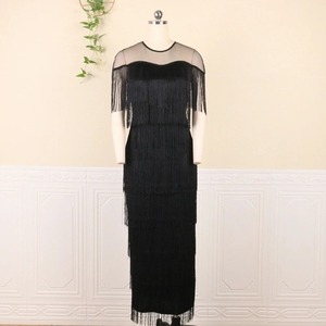 Wholesale Plus Size Sexy See Through Mesh Women Tassel Party <strong>Dress</strong> - Product Image 6