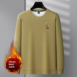 <span class=keywords><strong>Paul</strong></span> hommes haut de gamme automne hiver gaufré sweat brodé marque col rond manches longues coupe ample doublé polaire chaud solide - Product Image 2